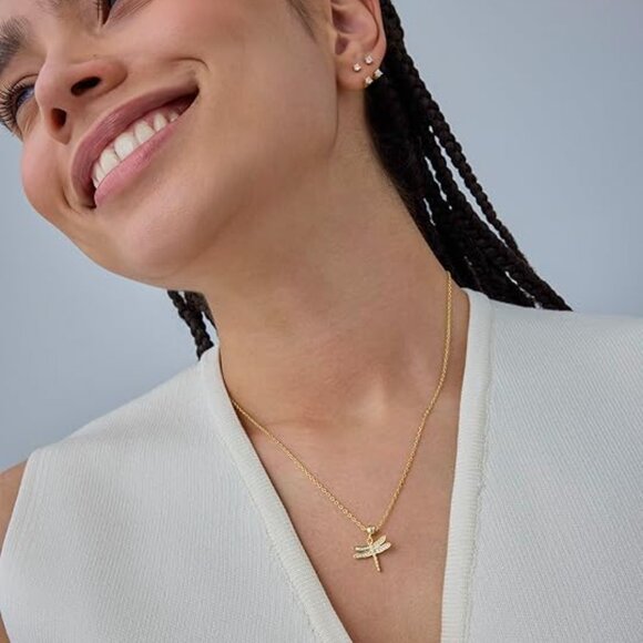 Neiman Marcus 14K Gold Plated Dragonfly Necklace - Picture 1 of 3